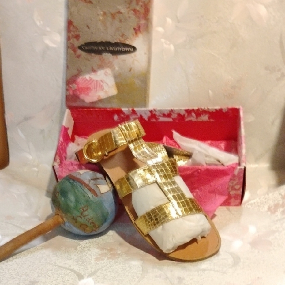 Chinese Laundry Shimmering Gold Strappy Sandals